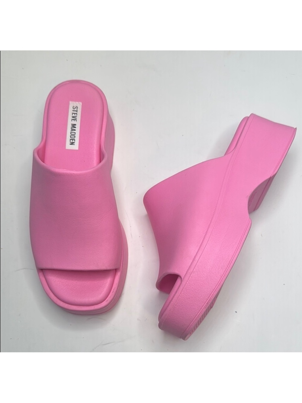 Steve Madden Pink Platform Slide Sandals Size 7 Chunky Comfort Slides